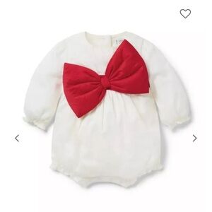 Janie and Jack  Bow Ment Baby  Romper with Red Bow